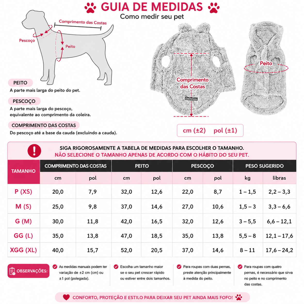 Roupa de Inverno para Cães Pequenos e Médios – Casaco Quente Impermeável para Pets
