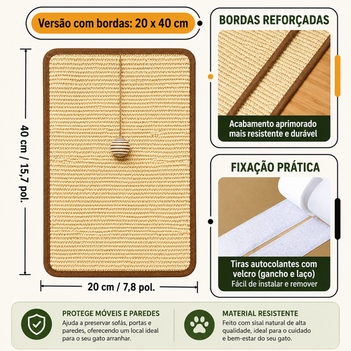 Arranhador Vertical de Sisal para Gatos com Bola Pendurada – Protege Sofás, Portas e Móveis