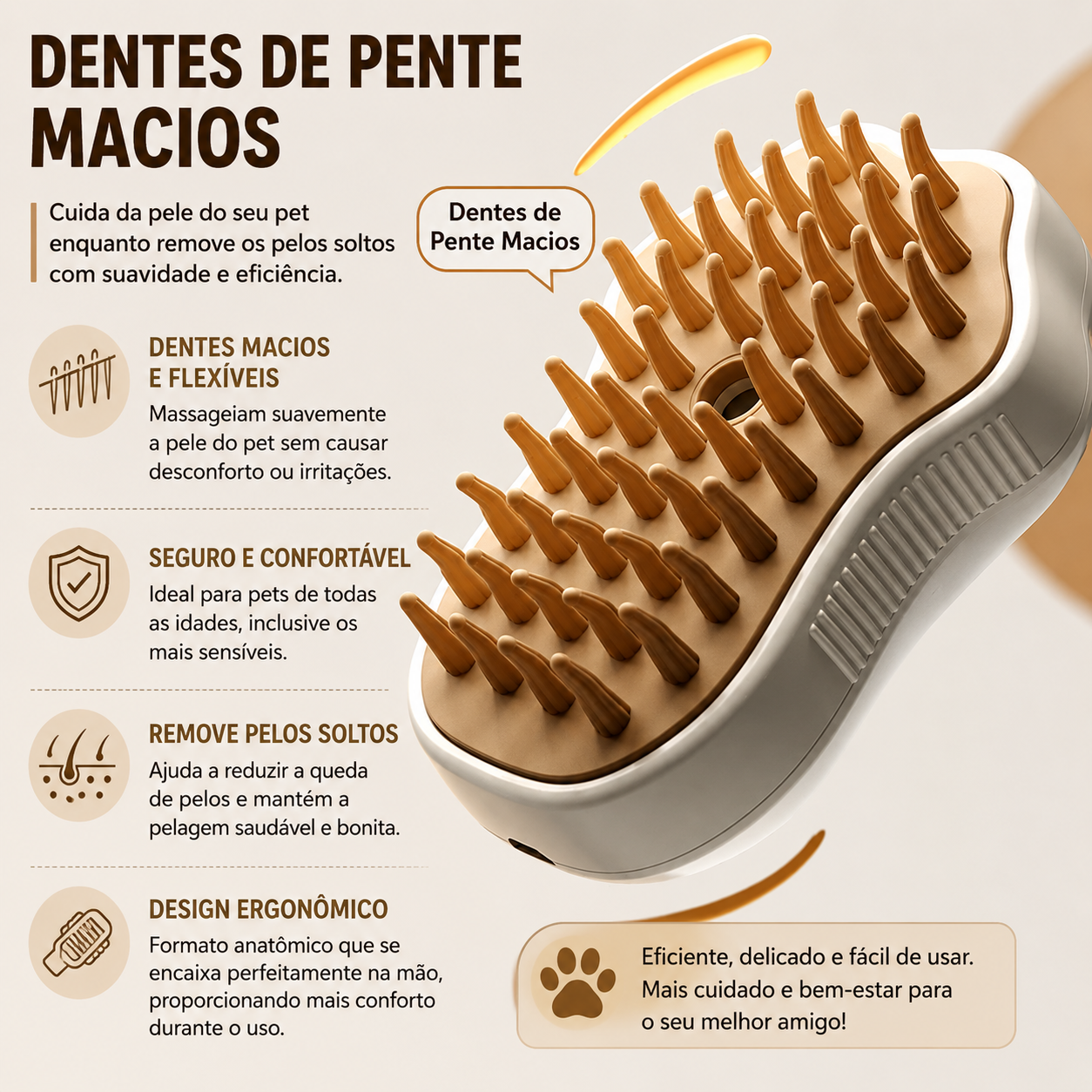 Escova Elétrica 3 em 1 para Cães e Gatos com Spray – Escova Massageadora Removedora de Pelos