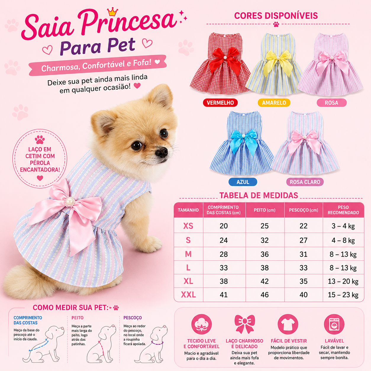 Vestido Floral Princesa para Cachorro e Gato – Roupa de Verão Leve para Pets Pequenos