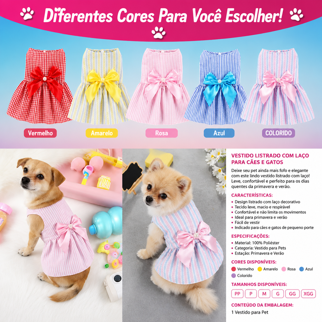 Vestido Floral Princesa para Cachorro e Gato – Roupa de Verão Leve para Pets Pequenos