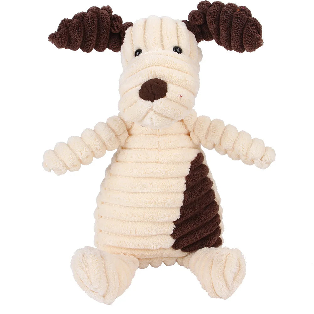 Brinquedo Mordedor de Pelúcia para Cães – Macaco de Veludo Cotelê com Som para Limpeza dos Dentes