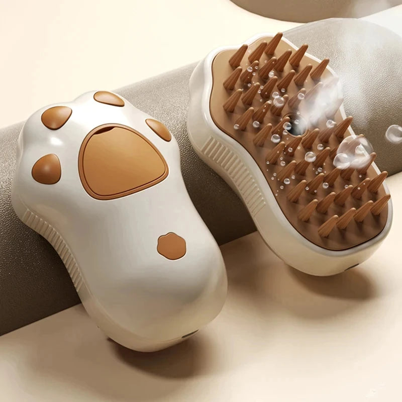 Escova Elétrica 3 em 1 para Cães e Gatos com Spray – Escova Massageadora Removedora de Pelos