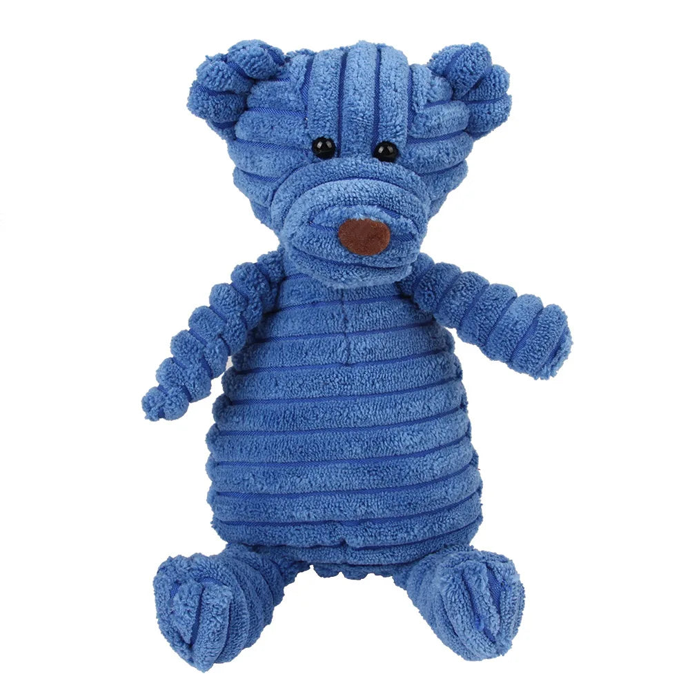 Brinquedo Mordedor de Pelúcia para Cães – Macaco de Veludo Cotelê com Som para Limpeza dos Dentes
