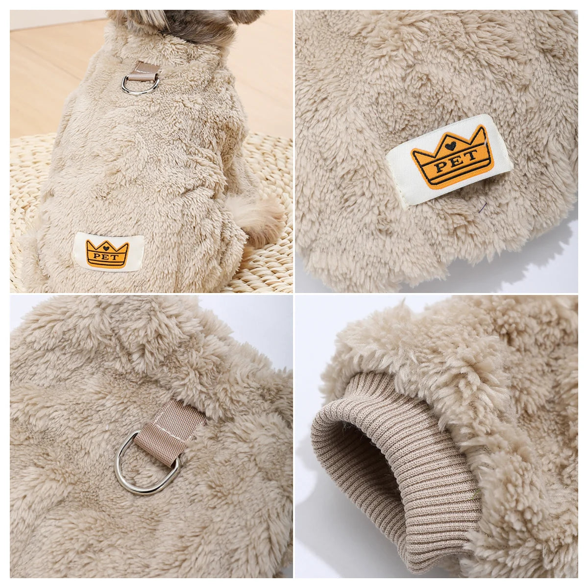 Roupa de Inverno para Cães com Fleece e Argola D – Macacão Quentinho para Cães Pequenos e Médios