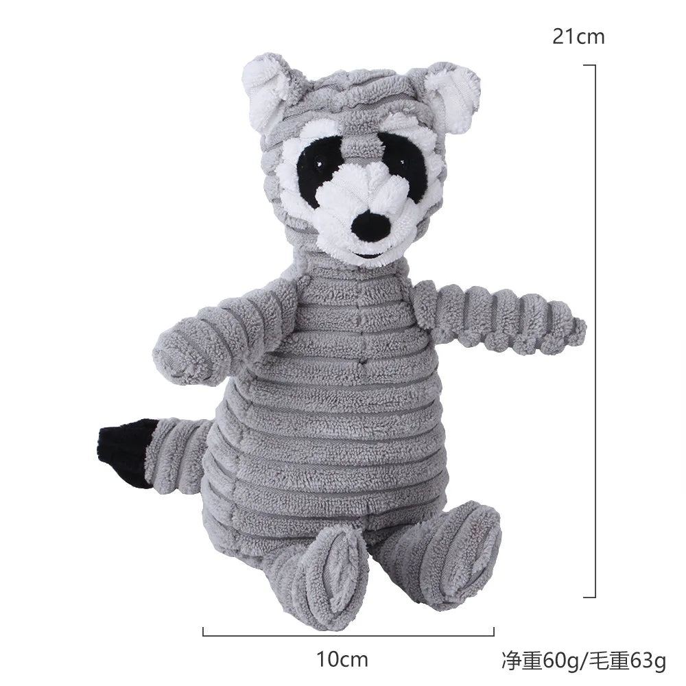 Brinquedo Mordedor de Pelúcia para Cães – Macaco de Veludo Cotelê com Som para Limpeza dos Dentes