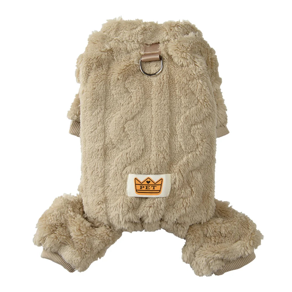Roupa de Inverno para Cães com Fleece e Argola D – Macacão Quentinho para Cães Pequenos e Médios