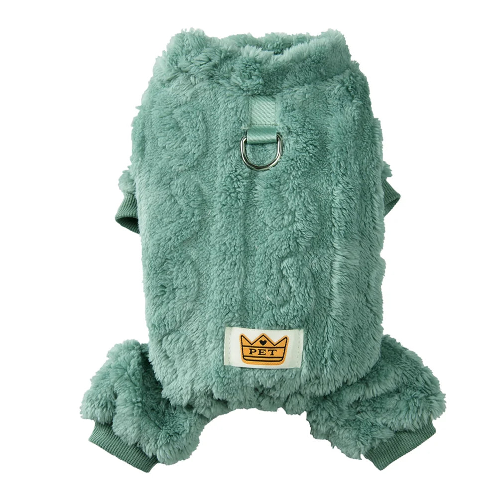 Roupa de Inverno para Cães com Fleece e Argola D – Macacão Quentinho para Cães Pequenos e Médios