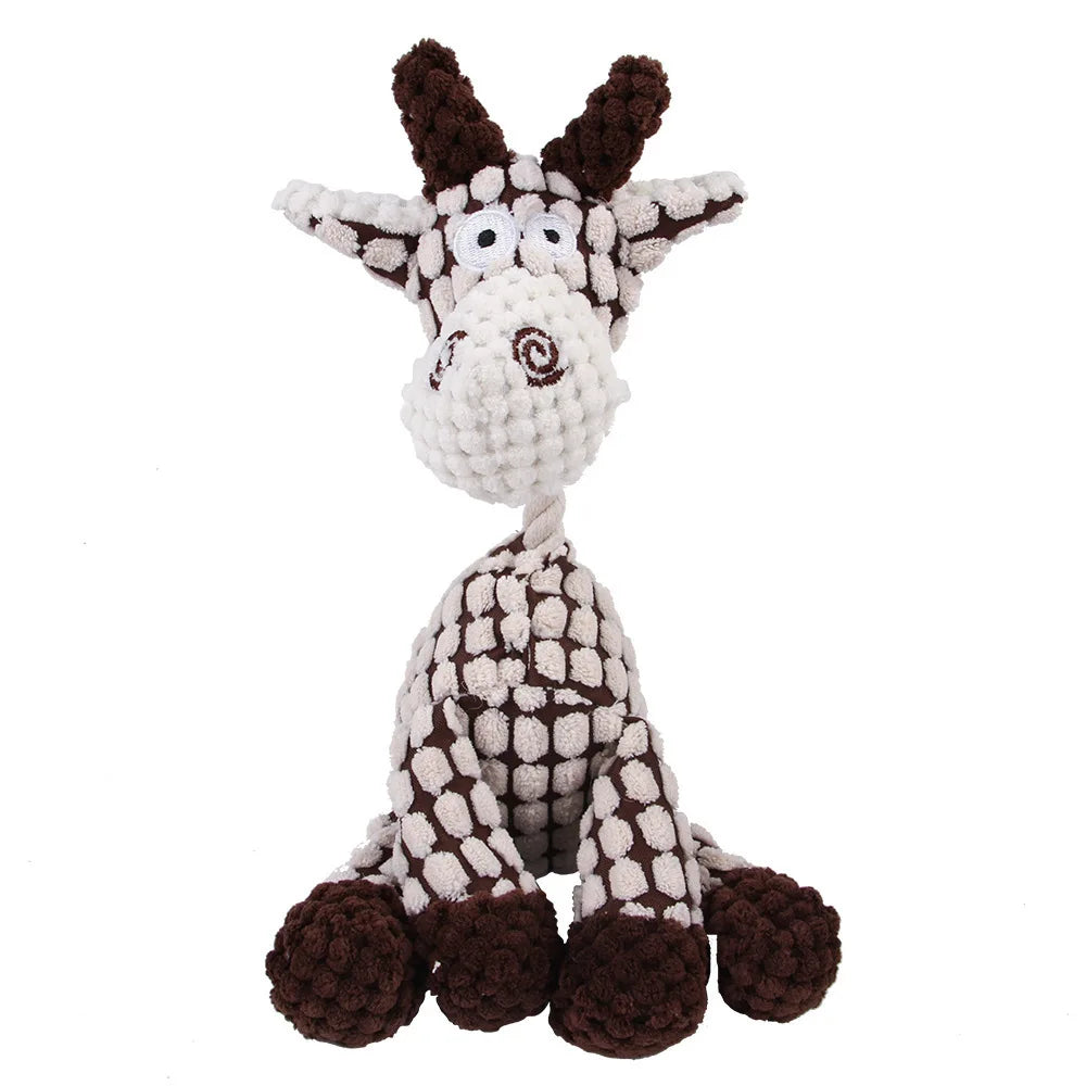 Brinquedo Mordedor de Pelúcia para Cães – Macaco de Veludo Cotelê com Som para Limpeza dos Dentes