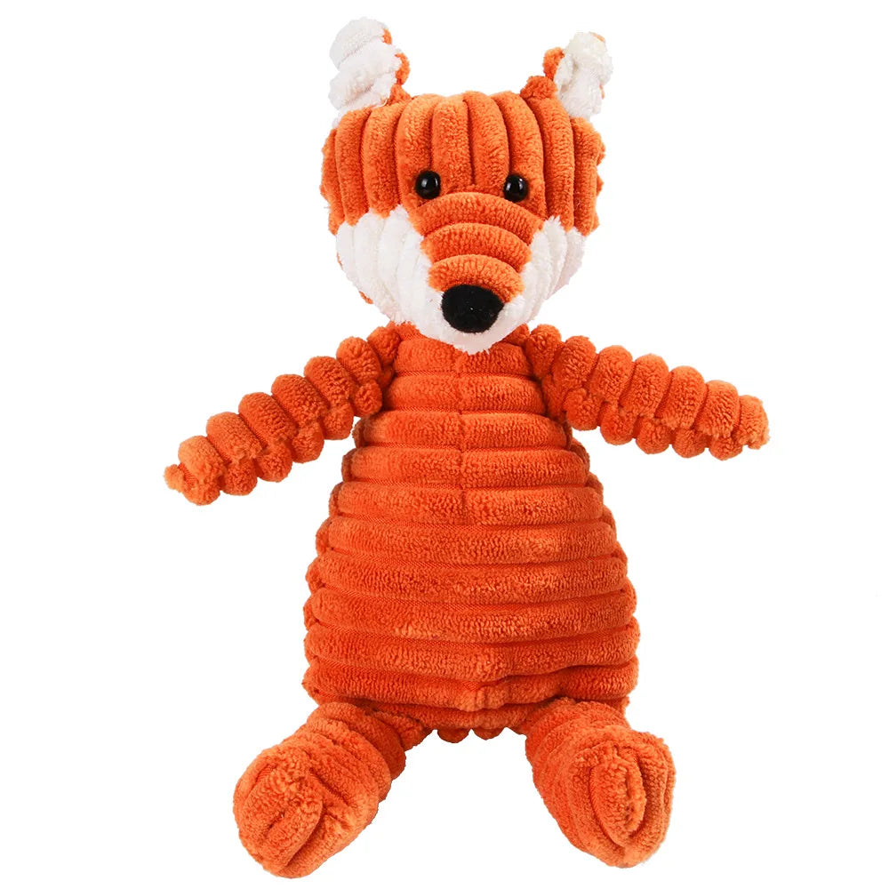 Brinquedo Mordedor de Pelúcia para Cães – Macaco de Veludo Cotelê com Som para Limpeza dos Dentes
