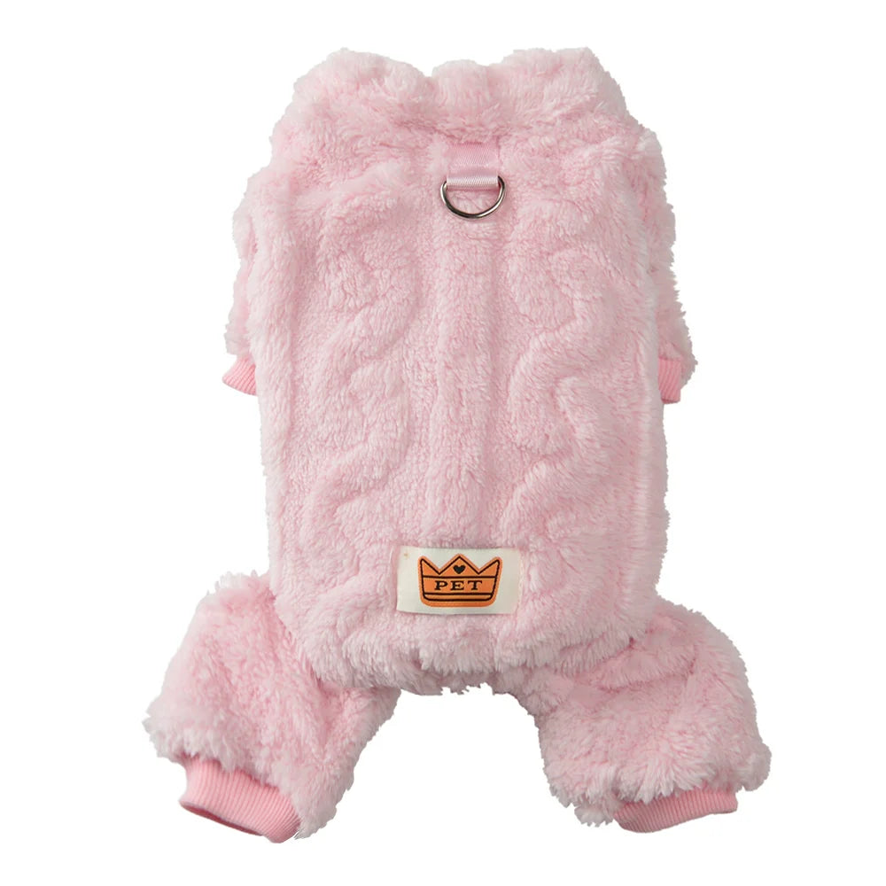 Roupa de Inverno para Cães com Fleece e Argola D – Macacão Quentinho para Cães Pequenos e Médios