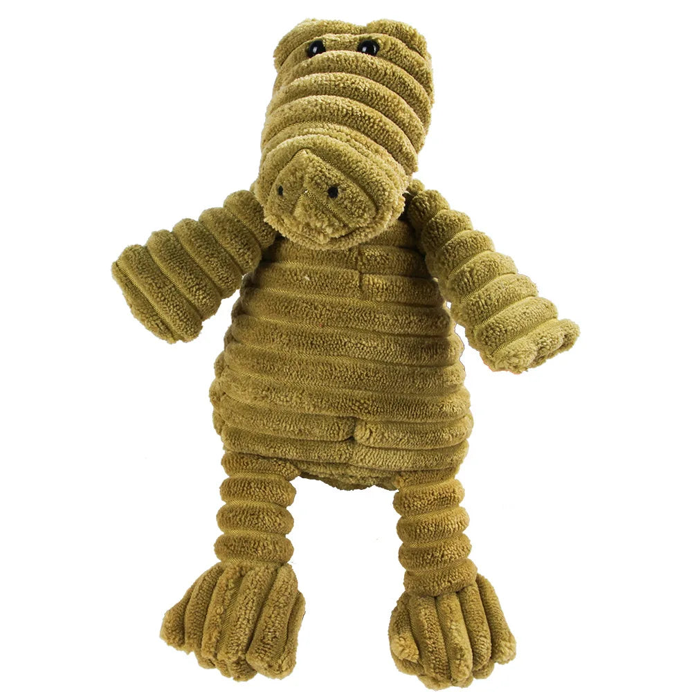 Brinquedo Mordedor de Pelúcia para Cães – Macaco de Veludo Cotelê com Som para Limpeza dos Dentes