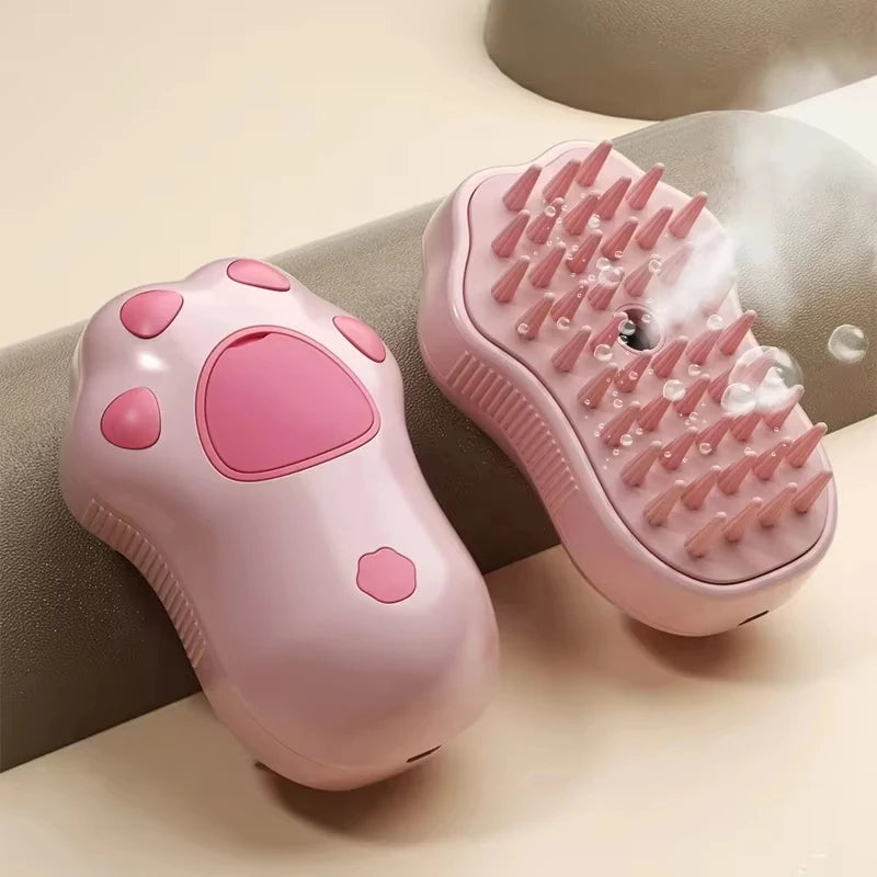 Escova Elétrica 3 em 1 para Cães e Gatos com Spray – Escova Massageadora Removedora de Pelos