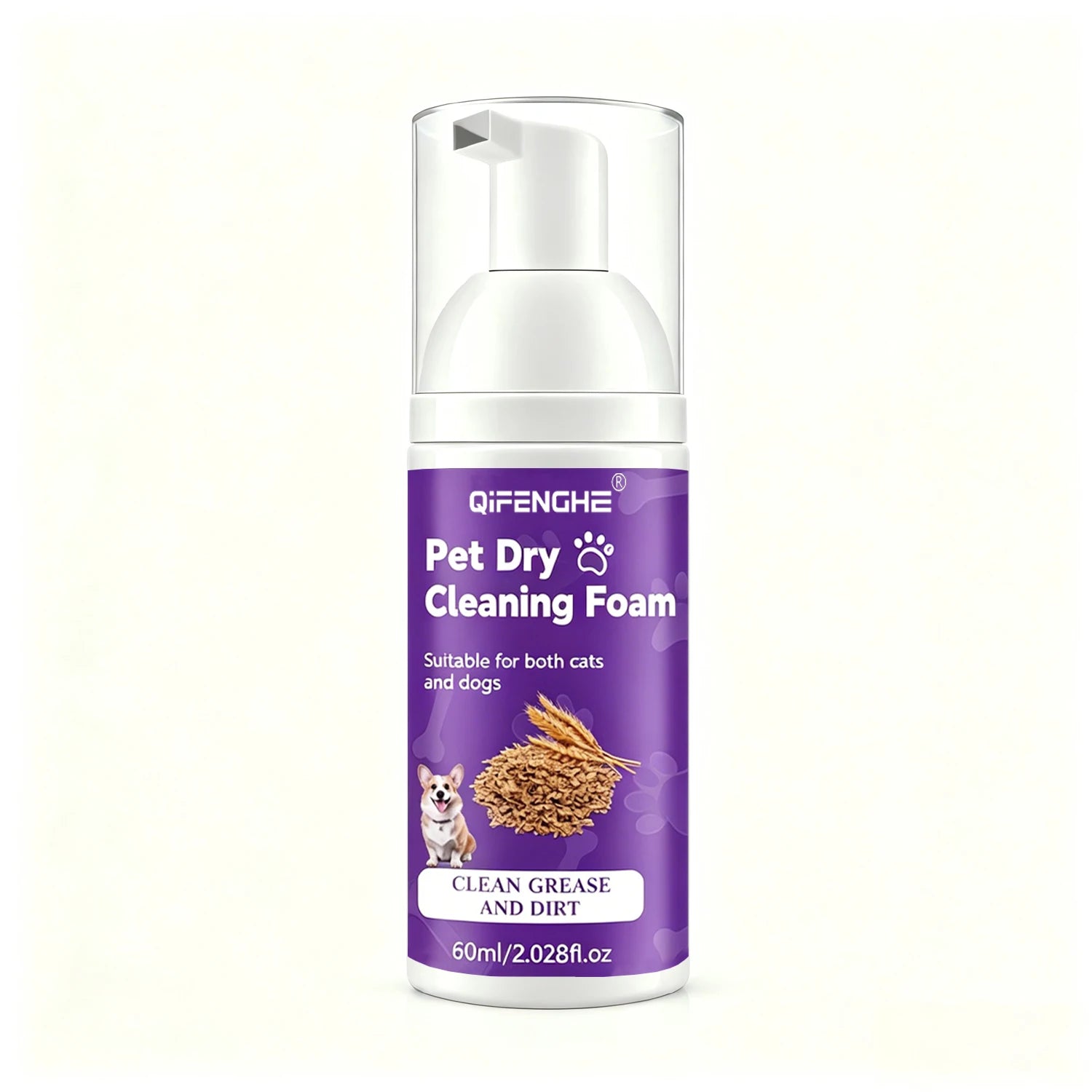 Shampoo a Seco para Cães e Gatos – Espuma Sem Enxágue para Limpeza e Eliminação de Odores