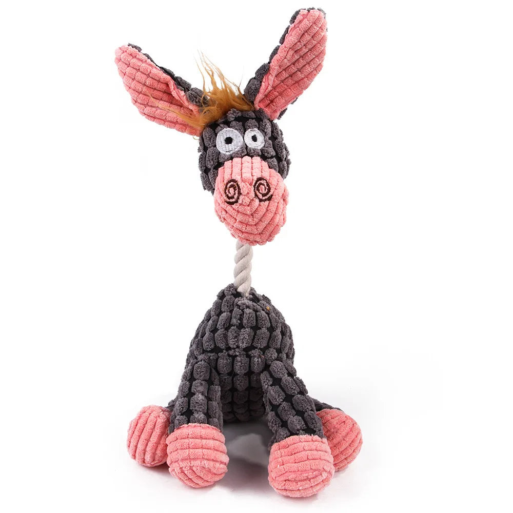 Brinquedo Mordedor de Pelúcia para Cães – Macaco de Veludo Cotelê com Som para Limpeza dos Dentes