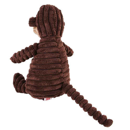 Brinquedo Mordedor de Pelúcia para Cães – Macaco de Veludo Cotelê com Som para Limpeza dos Dentes